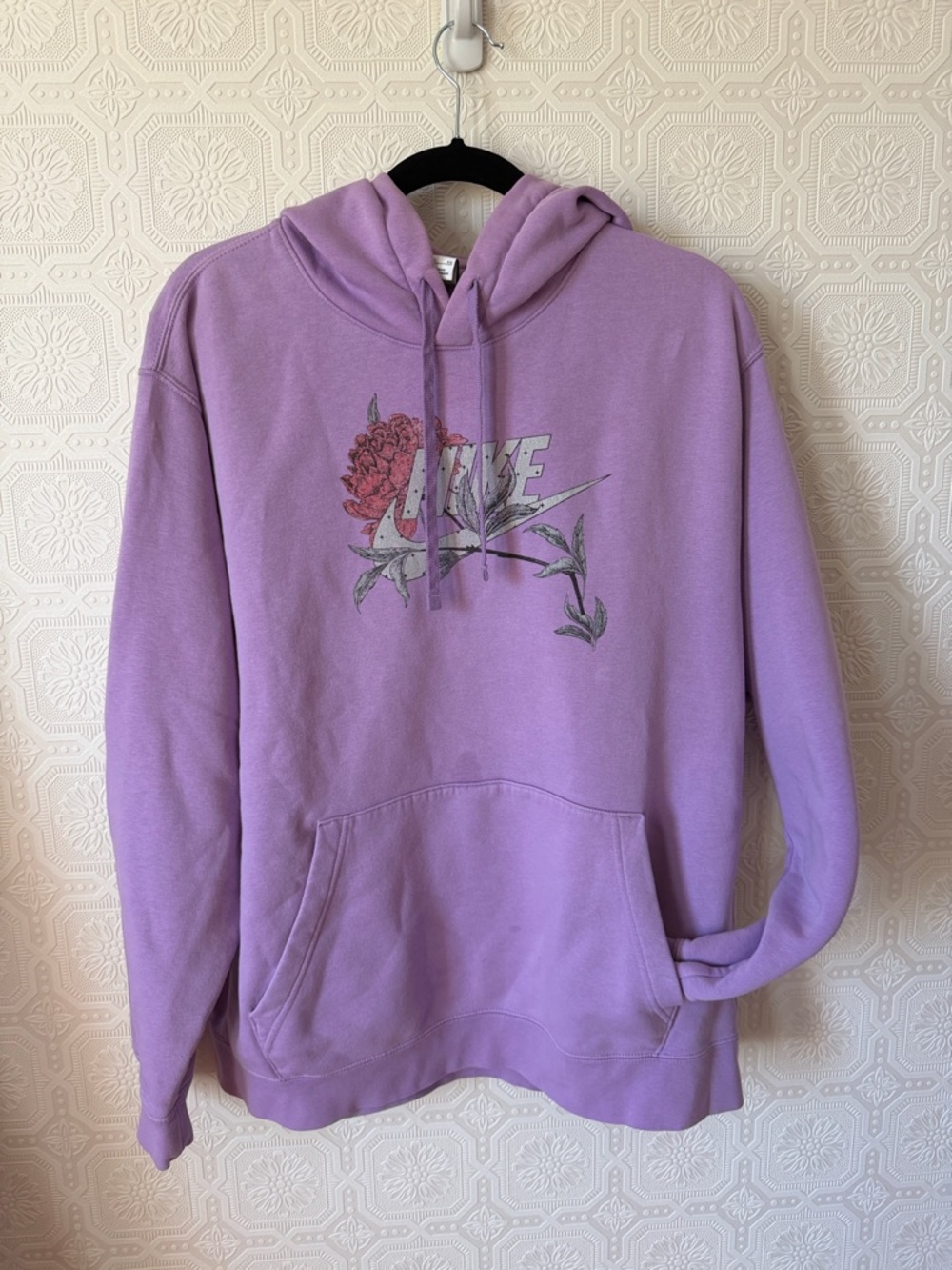 Nike Lilac Floral Logo Hoodie - Women's Hoodie Sweatshirt Size XL